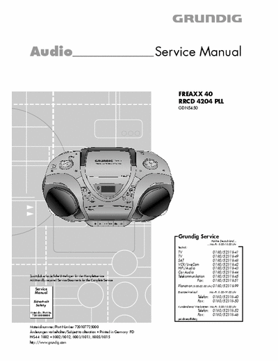 Grundig FREAXX 40 [RRCD 4204 PLL] Service Manual Radio Fm Cd Tape portable - Part 1/3 pag. 32