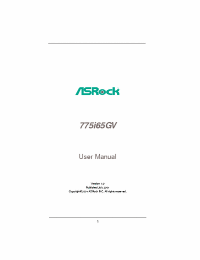 Asrock 775i65GV PLease get Asrock manual for 775i65GV MB.