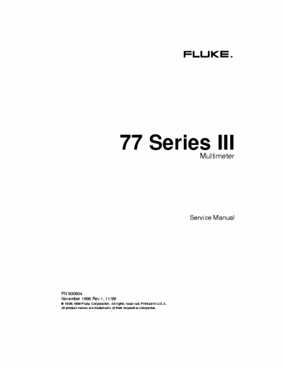FLUKE 77 III Fluke Multimeter 77 III