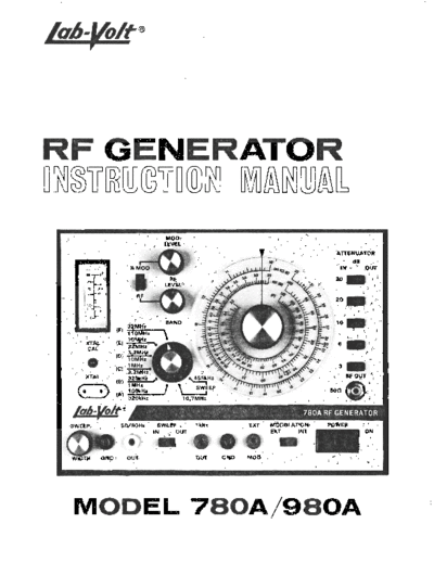 Lab-Volt 780A/980/A Manual for Lab-Volt RF Signal Generator