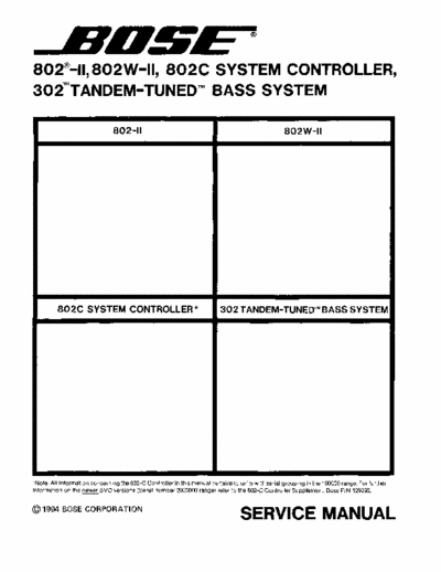 Bose 802 - 302B Bose 802, 302B, 802C Service Manual