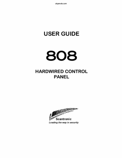 Scantronic 808 User Manual for 808 alarm panel