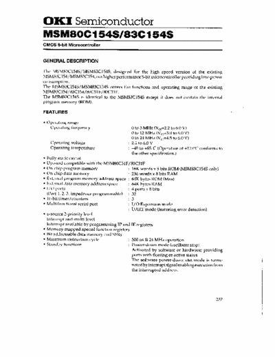 OKI 83C154S CMOS 8-bit Microcontoller
