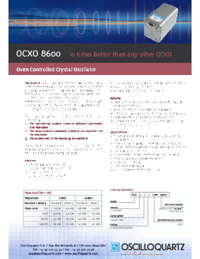 OSCILLOQUARTZ 8600 Thermostatic oscillator