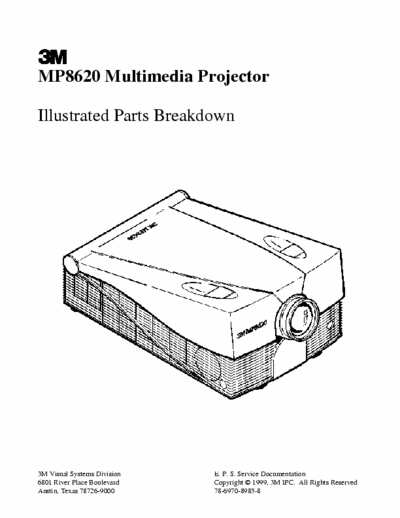 3M/Liesegang MP8620/DV710 Illustrated parts breakdown (explosion view) for 3M MP8620/Liesegang DV710 projector