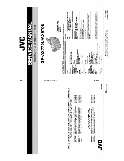 JVC GR-AX770U GR-AX770U/AX970U COMPACT VHS CAMCORDER - 
Service Manual, Schematics, Part List