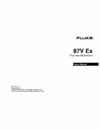 Fluke 87V Ex User