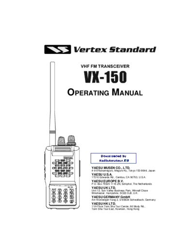 Yaesu VX-150 Vertex Vertex Icom vx-150 VHF FM Transceiver Operating Manual
