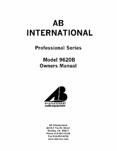 AB International 9620b Power Amp User Manual