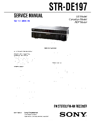 Sony STR-DE197 FM Receiver amplifier