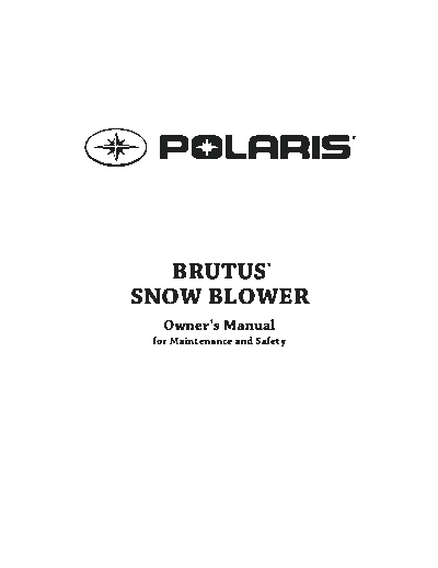 Polaris Brutus Snow Blower operator manual