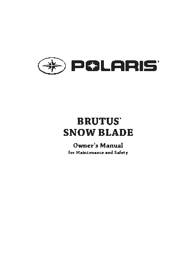 Polaris Brutus Snow Blade operator manual