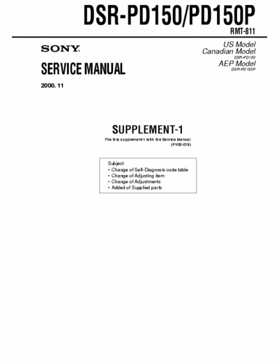 Sony DSR PD-150 service manual