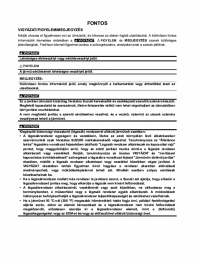 Suzuki SX4 Suzuki SX4 ESP Service Manual hungarian language