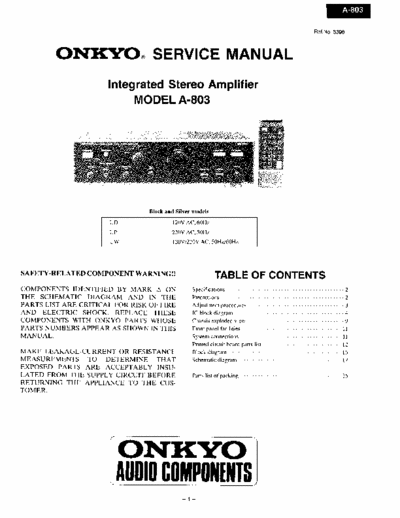 Onkyo A-803 Full Servicemanual