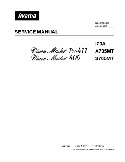 IIYAMA A705MT Service Manual
