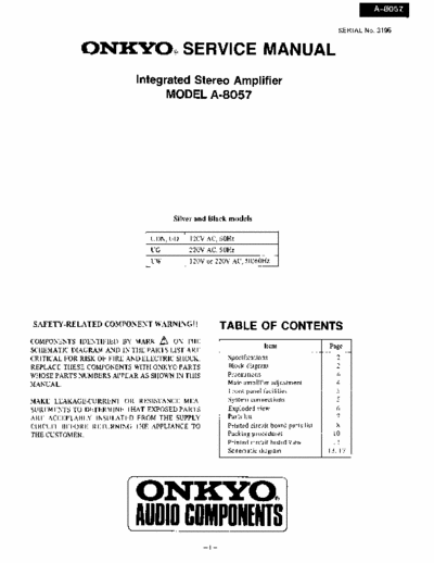 Onkyo A 8057 Service Manual