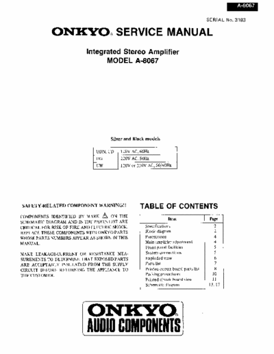 Onkyo A-8067 Service Manual