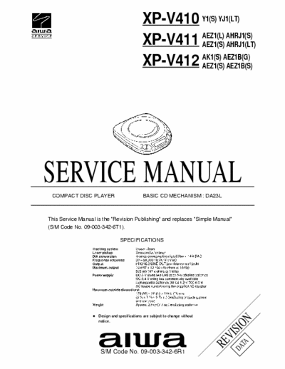 Aiwa Service XP-V410 mech. DA23L - mod. XP.V411 - XP-V412 (pag. 22)