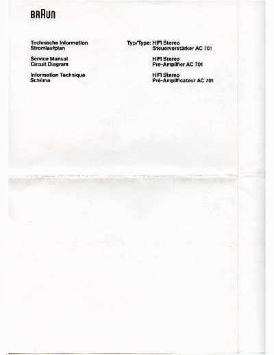 BRAUN AC 701 Schematic Diagram