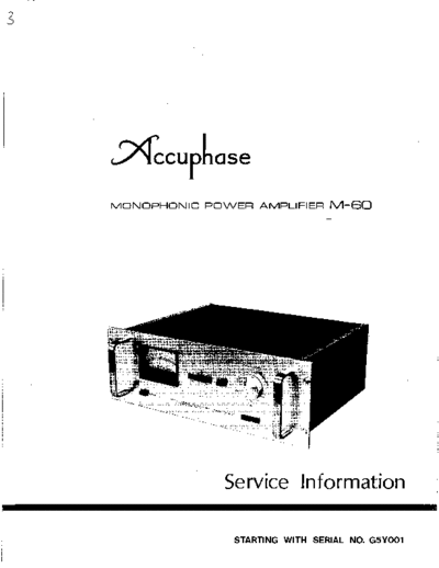 Accuphase M-60 Monophonic Power Amplifier Service Manual