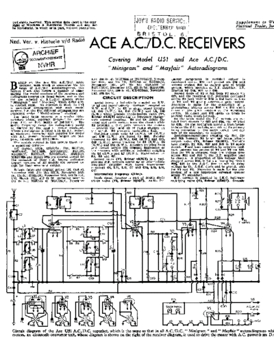 ACE U51 Radio Receiver Models U51 , Minigram, Mayfair