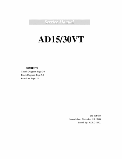 VOX Ad15-30VT Service manual and schematic