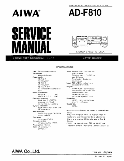 AIWA AD-F810 AIWA AD-F810 Service Manual