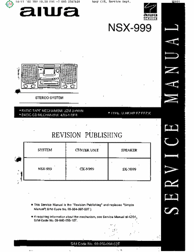 AIWA NSX-999 SCHEMA