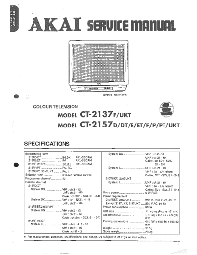 AKAI CT-2135 et CT2157 Original service manual