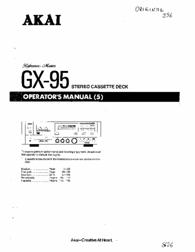 AKAI GX 95 USER MANUAL