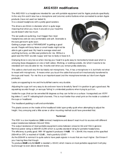 AKG K551 AKG K551 modifications