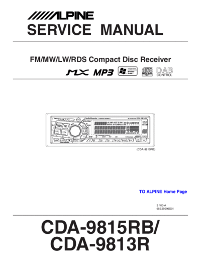 ALPINE CDA-9815RB CDA-9813R ALPINE CDA-9815RB CDA-9813R