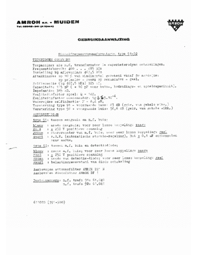 Amroh 91_92 i.f. transformers 460 kHz ....  485 kHz
tube i.f. + schema application