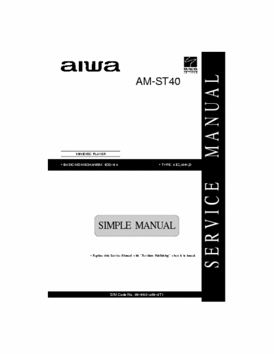 Aiwa AM-ST40 Minidisc Player - Basic MD mech. 8ZG-6 A - Type AEZ, AHK, D - pag. 9