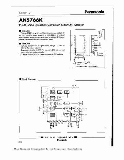 Panasonic AN5766K Pin-cushion distortion-correction IC for monitor