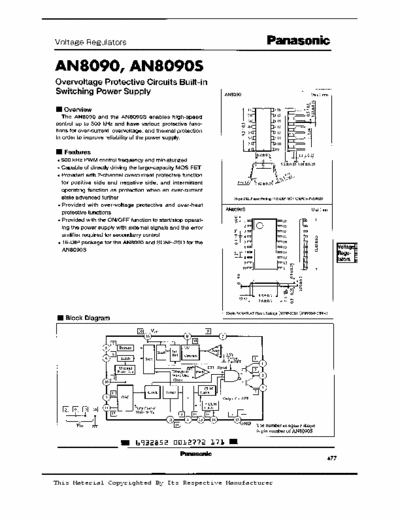 TOSHIBA AN8090 overvoltage protective circuit built-in swiching power supply