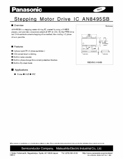 panasonic AN8495SB Stepping Motor Drive IC AN8495SB