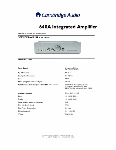 CAMBRIDGEAUDIO 640A SELF DIAGNOSIS AND SHEMATIC DIAGRAM