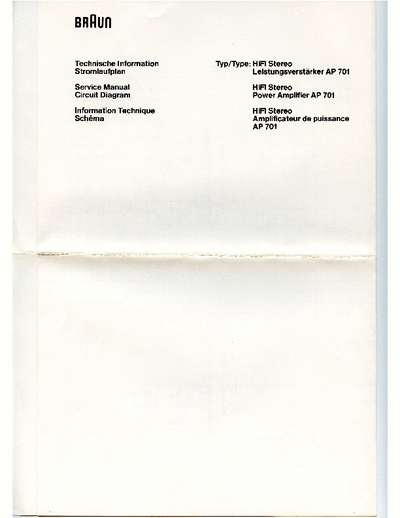 BRAUN AP 701 Schematic Diagram