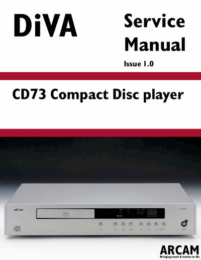 ARKAM Diva CD73 Service Manual including Schematic Diagram