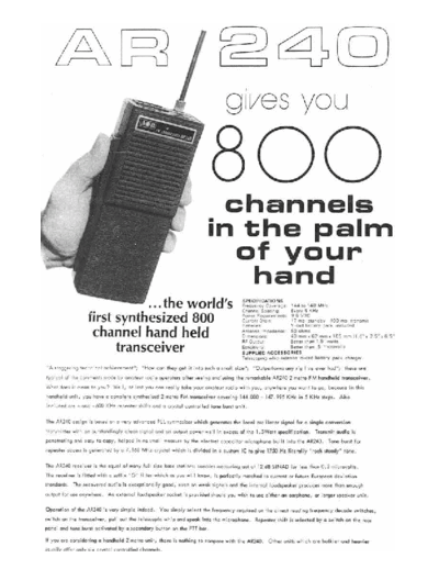 AR AR 240 Transceiver AR 240 with schematic diagram