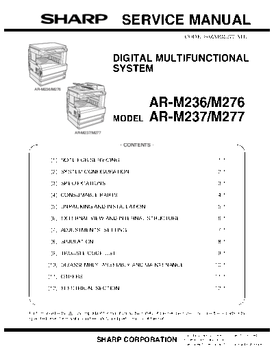 Sharp AR-M236_M276_AR-M256_M316_AR-5625_5631 AR-M236 AR-M276 AR-M237 AR-M277 SERVICE MANUAL English