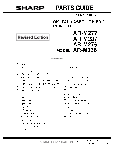Sharp AR-M277_AR-M237_AR-M276_AR-M236_AR-266FG_AR-266FP_AR-266G_AR-266S AR-M277_AR-M237_AR-M276_AR-M236_AR-266FG_AR-266FP_AR-266G_AR-266S PARTS GUIDE