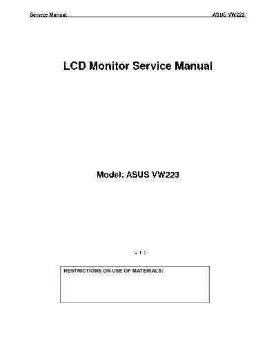 ASUS VW223 Service Manual