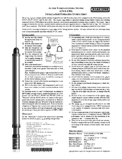 Yaesu ATAS-120A Installation/Operating Instructions