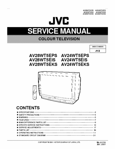 JVC AV24T5/AV28T5 Part 1 Service Instructions in pdf