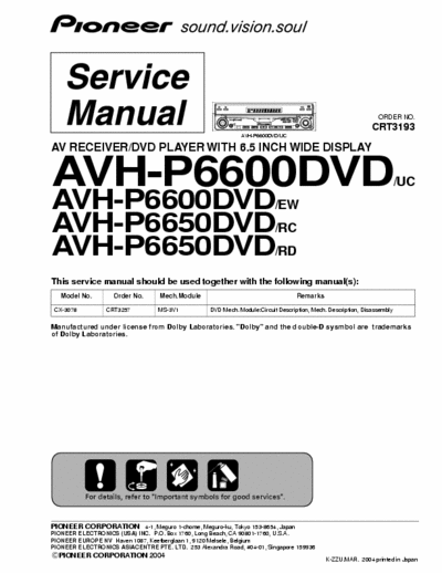 Pioneer AVH-P6600DVD Service_manual