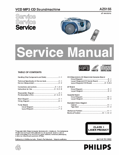 Philips AZ5155 Service Manual VideoCD MP3 Tape Recorder, all Version - (7.192Kb) Part 1/4 - pag. 32