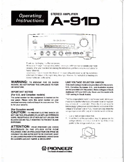 Pioneer A-91D A91-D Instruction Manaul in 3 parts